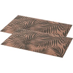 Set van 8x stuks rechthoekige placemats Palm grijs linnen mix 45 x 30 cm - Placemats