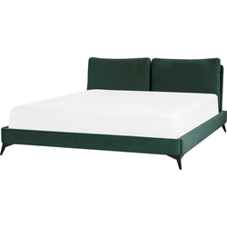 MELLE  - Tweepersoonsbed - Smaragdgroen - 180 x 200 cm - Fluweel