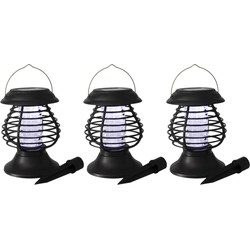 Set van 3x stuks solar tuinlampen/prikspots anti-muggenlampen op zonne-energie 22 cm - Prikspotjes