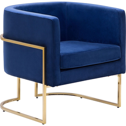 Beliani SIRKKA - Fauteuil-Blauw-Fluweel