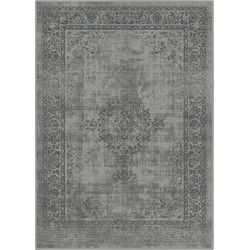Istanbul Vintage - Laagpolig Vloerkleed - Retro Tapijt - Grijs- 80x150 CM