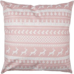 Clayre & Eef Kussenhoes  45x45 cm Roze Wit Polyester Sierkussenhoes