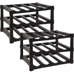 EH Wijnrek - zwart - kunststof - 39 x 30 x 25 cm - 24x flessen - Wijnrekken