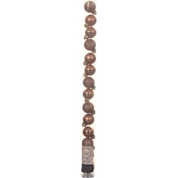 Decoris Mini kerstballen - 14x st - toffee bruin - D3 cm - kunststof - Kerstbal