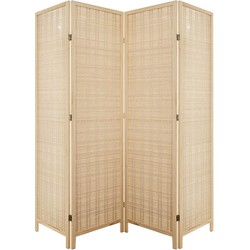 LW Collection LW Collection Kamerscherm 4 panelen bamboe beige 170x160cm - paravent - scheidingswand