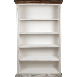 Clayre & Eef Boekenkast 120x36x195 cm Wit Hout Kast