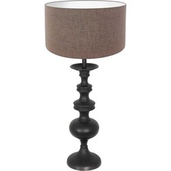 Anne Lighting - tafellamp - Lyons - zwart - hout linnen - Ø 40cm - E27 - 3486ZW