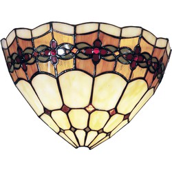 LumiLamp Wandlamp Tiffany  30x14x20 cm  Beige Bruin Glas Driehoek Roos Muurlamp