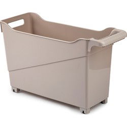 Plasticforte Trolley - lichtbruin - L45 x B17 x H29cm - op wieltjes - Opberg trolley