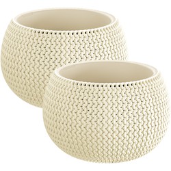 Prosperplast Plantenpot/bloempot Splofy - 2x - creme wit - kunststof - D29 x H20 cm - binnen/buiten pot - Plantenpotten