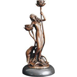 A BRONZE ART NOUVEAU CANDLEHOLDER