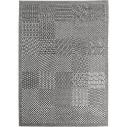 Buitenkleed IBIZA – Effen Vloerkleed – 3D Look – Voor Tuin, Terras & Binnen - Grijs- 80x250 CM