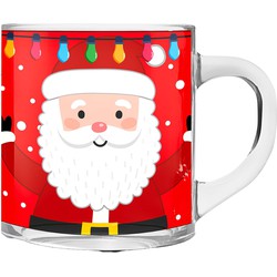 Kerst mok/beker van glas 300 ml met kerstman 11 cm - Bekers