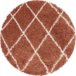 Tapijtenloods Harmony Soft Shaggy Rond Hoogpolig Vloerkleed Terra / Oranje- 160 CM ROND