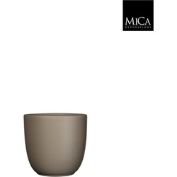 Tusca pot rond taupe mat h14xd14,5 cm - Mica Decorations