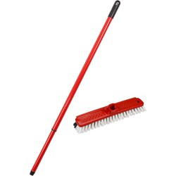 Buemag schrobborstel/schrobber - met trekker - kunststof - rood - Schrobborstels