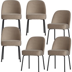 BePureHome eetkamerstoelen Vogue - Fluweel - Khaki - Set van 6