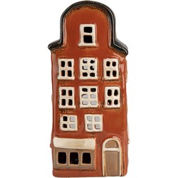 Clayre & Eef Waxinelichthouder Huis 12x9x25 cm Rood Blauw Keramiek Theelichthouder