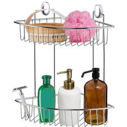Concorde - Doucherekje hoek-model 2-laags - zilver - H32 cm - Douche- en badrekjes