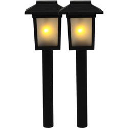 Ben Tools Prikspot - 2x - solar tuinverlichting - vlameffect - 34 cm - Prikspotjes