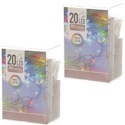 Kerstverlichting - 2x - 2 meter - gekleurd - op batterij - indoor - Kerst lampjes - Lichtsnoeren