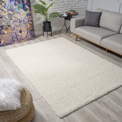 Tapijtenloods Loca Shaggy Vloerkleed Creme Hoogpolig- 120x170 CM