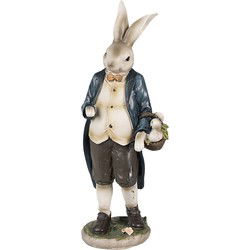 Clayre & Eef Beeld Konijn Bruin Blauw Polyresin