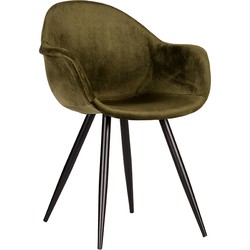 LABEL51 Eetkamerstoel Forli - Army green - Fluweel - Black Frame