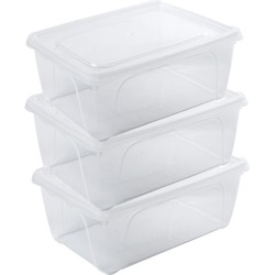 12x Voedsel plastic bewaarbakje hoog/diep 0,5 liter transparant 15 x 10 x 6 cm - Vershoudbakjes