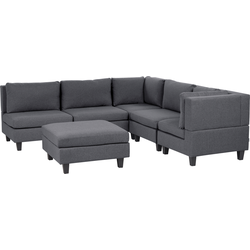 UNSTAD - 5-zitsbank met ottomaan - Donkergrijs - Links -  Polyester