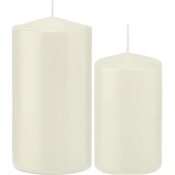 Stompkaarsen set van 4x stuks ivoor wit 12 en 15 cm - Stompkaarsen