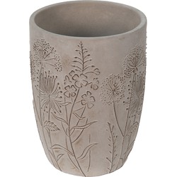 Clayre & Eef Bloempot  Ø 18x25 cm Grijs Beige Steen Bloemen Bloempot binnen