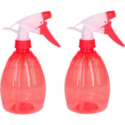 2x Waterspray plantensproeiers rood 500 ml - Plantenspuiten