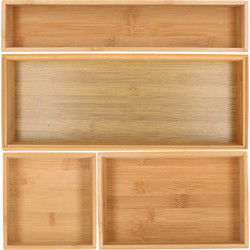 Lade bakjes/organize set - Tidy Smart - 4-delig - bamboe - opbergsysteem - Bestekbakken