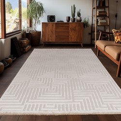 Arte Designer Vloerkleed Laagpolig Luxe Tapijt - Woonkamer Slaapkamer -  Beige- 240x340 CM