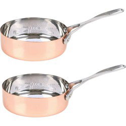 Urban Living Klein steelpannetje/sauspan - 2x - rose goud - RVS - D12 cm x 7 cm - Steelpannen