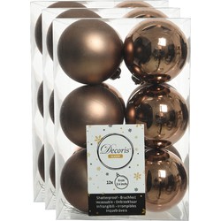 36x stuks kunststof kerstballen walnoot bruin 6 cm glans/mat - Kerstbal