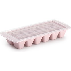 IJsblokjes/ijsklontjes maken kunststof bakje met afsluitdeksel roze 28 x 11 cm - IJsblokjesvormen