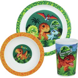 3-delig kinderen ontbijt set Jurassic World dinosaurus van kunststof - Kinderservies