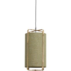 Light & Living - Hanglamp Ø32x60 cm SENDAI groen+bamboe naturel