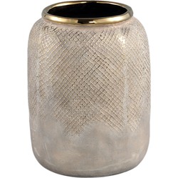 PTMD Astleigh Gold ceramic pot ribbed round high S