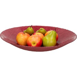 Decoratie schaal/fruitschaal van glas rood rond D40 x H7 cm - Fruitschalen