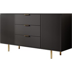 Meubella Dressoir Nicola - Mat zwart - 150 cm