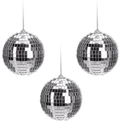 6x Zilveren disco/spiegel kerstballen 6 cm kerstversiering - Kerstbal