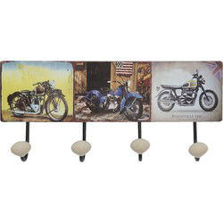 Clayre & Eef Wandkapstok Bruin IJzer Motor