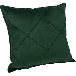 QUVIO Kussenhoes met ruit patroon - 50 x 50 cm - Fluweel - Donker Groen