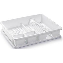 PlasticForte Afwas afdruiprek met lekbak - wit - 45 x 26 x 9 cm - Afdruiprekken