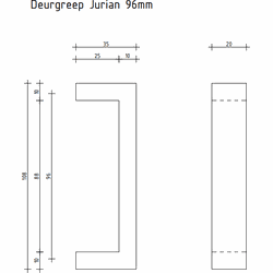Deurgreep Jurian - staal - 96 mm - Modern - Handgreep - Kastgreep - Ladegreep
