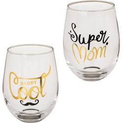 Out of the blue Ddrinkglazen - 2x - Super Mom & Daddy Cool - Drinkglazen