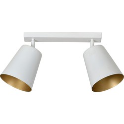 Raahe dubbele wit en gouden richtbare dubbele plafondlamp 2x E27